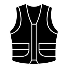 life Jacket silhouette, life jacket black color illustration