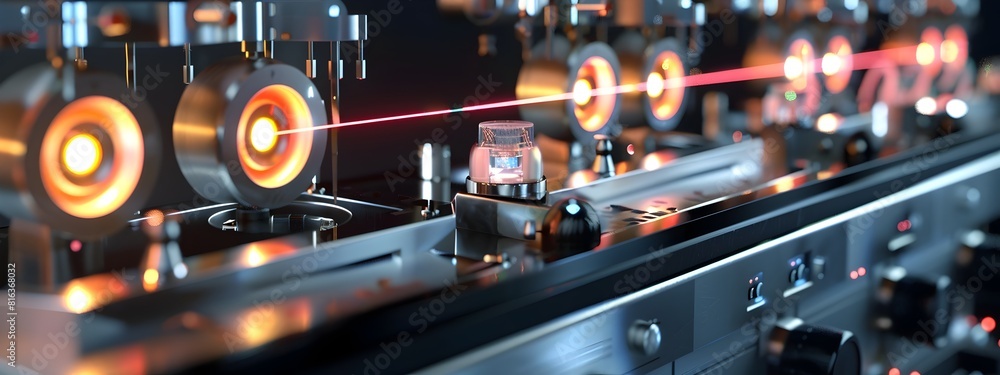 Poster d rendering of a spectrometer measuring atomic emissions with precision
