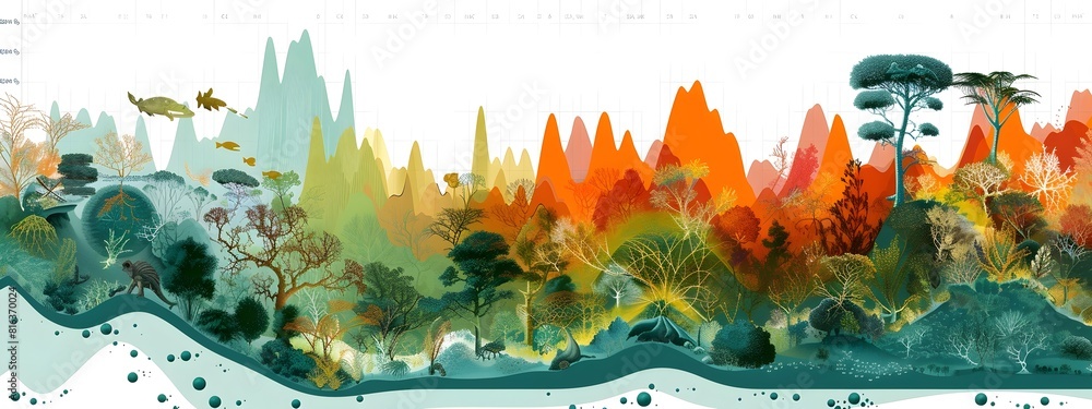 Poster frequency distribution of species extinction rates visualized in distinct ecosystems