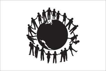 Lifecycle Stages of Life Background. Different people stand together. Flat vector illustration.