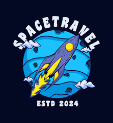 vector illustration space treavel tshirt printing, poster design, totebag design, streetwear design