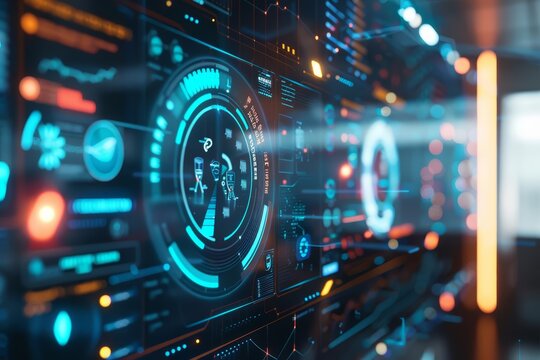 A closeup of a modern cyber security operations center