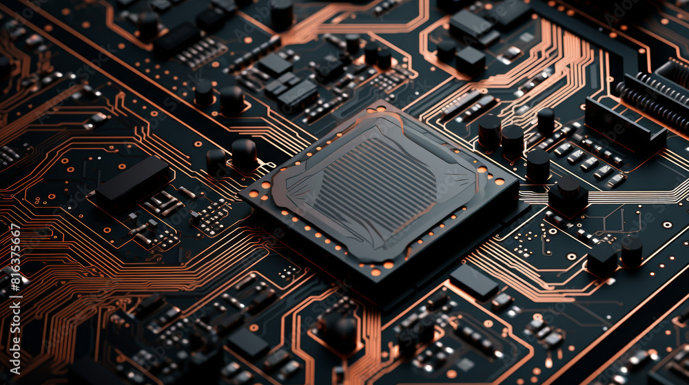Poster a close up of a computer chip with a black background