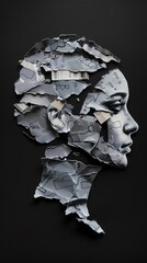 Abstract portrait of a face made from shattered pieces
