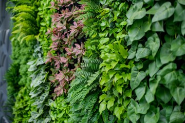 Vertical wall of small green leaves