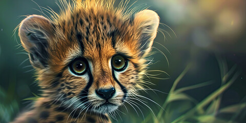 Obraz premium cute baby cheetah, generative AI