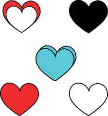 Heart hand drawn. Heart continuous line drawing. Single contour heart for love design. Single lineart sketch heart. Symbol love. Simplicity sign isolated on white background.colorfull line art