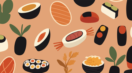 Global Culinary in Flat Vector Illustration