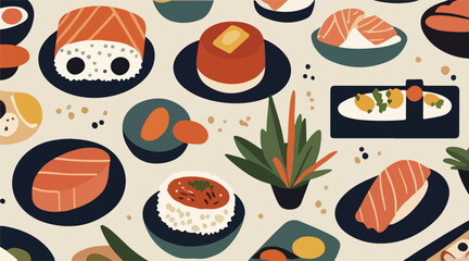 Global Culinary in Flat Vector Illustration
