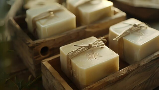 The natural rustic packaging of artisan soaps reflecting the simplicity and purity of the ingredients within.
