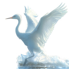 a white bird with wings spread out in the water, transparent background png