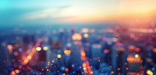 Obraz premium Impressionist strokes capture the city at dusk in abstract form.