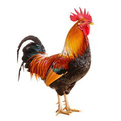 Fototapeta premium a rooster with a red head and a black tail, transparent background png