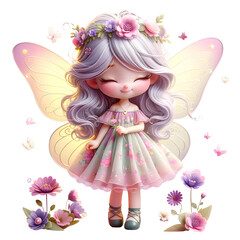 Fototapeta premium 3d fairy with flowers 