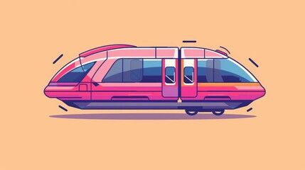 Solid HUD icon of a highspeed monorail, illustrated in solid colors to emphasize its streamlined design and efficiency, perfect for a kawaii template sharpen with copy space