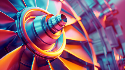 A large, colorful, and shiny piece of machinery with a spiral design
