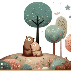 couple of bears in woodland