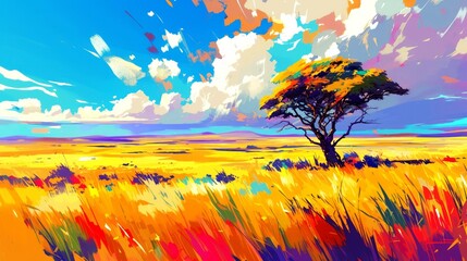 landscape savanah style drawing anime background