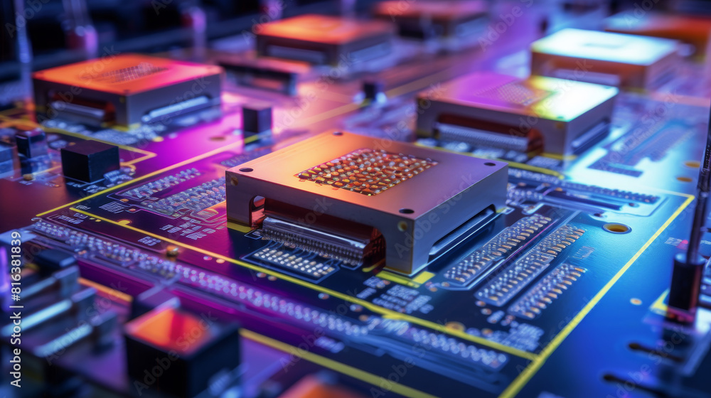 Aufkleber a computer chip is shown in a colorful, abstract style