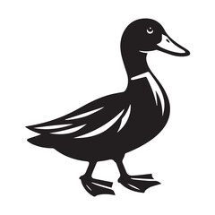 Duck Silhouette flat vector illustration.