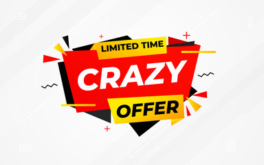 Crazy Offer Sale Background. Sale banner design template. Vector illustration. Market promotion banner and crazy discount announcement background vector illustration.