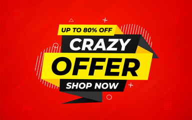 Crazy Offer Sale Background. Sale banner design template. Vector illustration. Market promotion banner and crazy discount announcement background vector illustration.