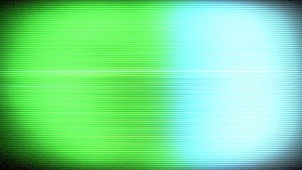 Television or computer screen with blurry green shapes animation, glitch and static effects