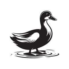 Duck Silhouette flat vector illustration.