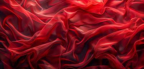 Fototapeta premium Vibrant fire red cloth on widescreen digital canvas.