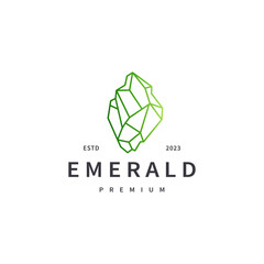 emerald gem logo design with line art style 4