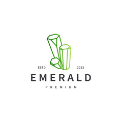 emerald gem logo design with line art style 5