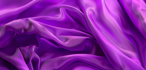 Obraz premium Vibrant purple crumpled fabric on panoramic backdrop.