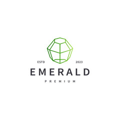emerald gem logo design with line art style 6