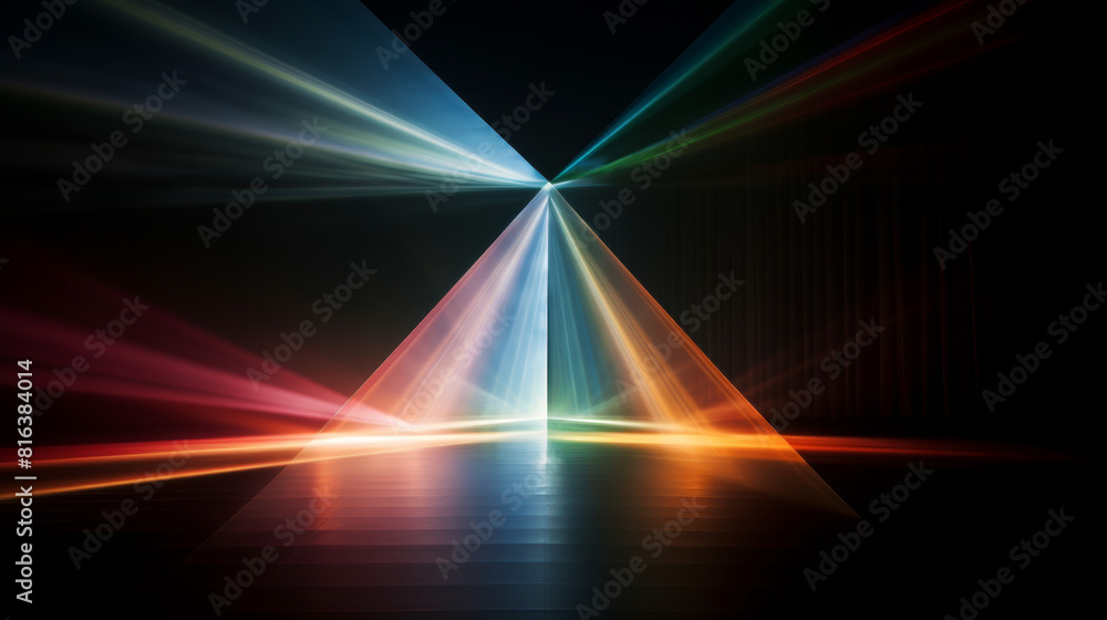 Poster a colorful light show with a triangle in the middle