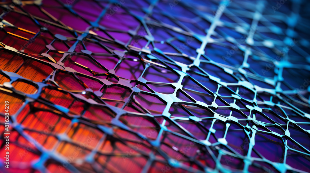 Poster a colorful, abstract image of a network of lines and shapes