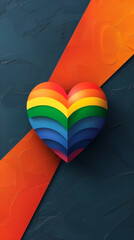 BACKGROUND WITH HEART IN THE COLORS OF THE LGBT FLAG.