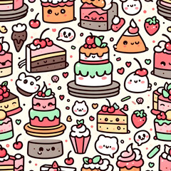 seamless pattern with cakes