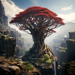 the beauty of the Giant Dragon tree in the beautiful mountainous land in summer