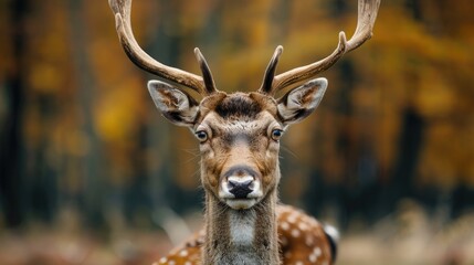 Fototapeta premium A majestic deer with large eyes gazing directly into the lens