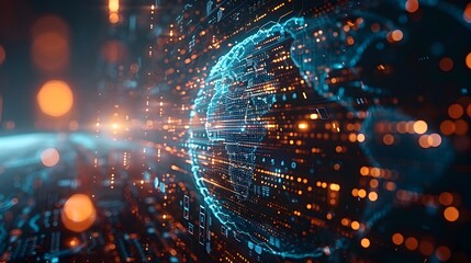 Obraz premium Futuristic Global Communication Technology for Internet Business and Cryptocurrency Blockchain