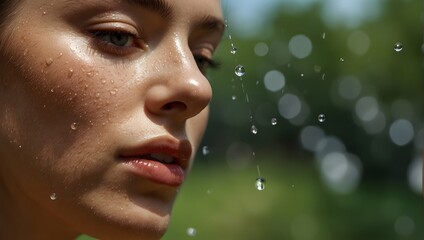 The refreshing sensation of a fine mist of water droplets cooling the skin on a scorching summer day ai_generated