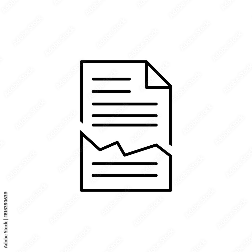 Poster corrupted file document icon.vector flat liner illustration on white background..eps