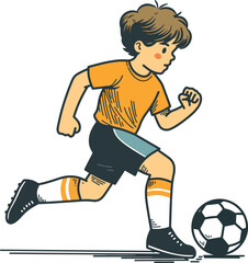 Kid playing soccer illustration