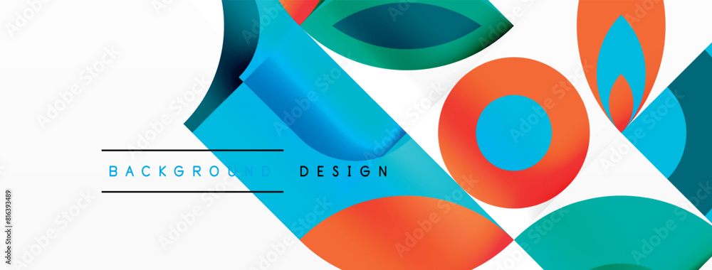 Aufkleber A vibrant and colorful abstract background with aqua and electric blue circles and leaves on a white canvas. The pattern is mesmerizing and the plasticlike texture adds depth to the art