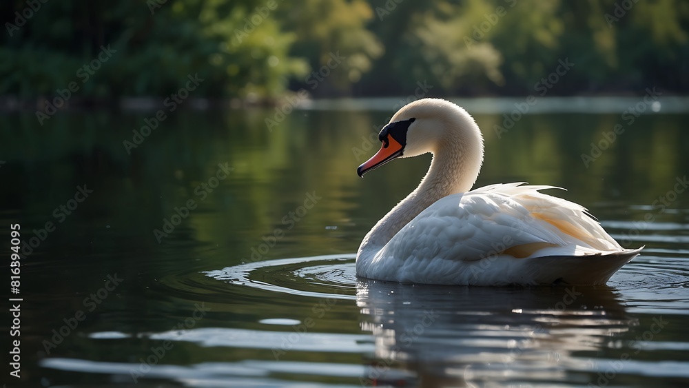 Wall mural swan on the lake