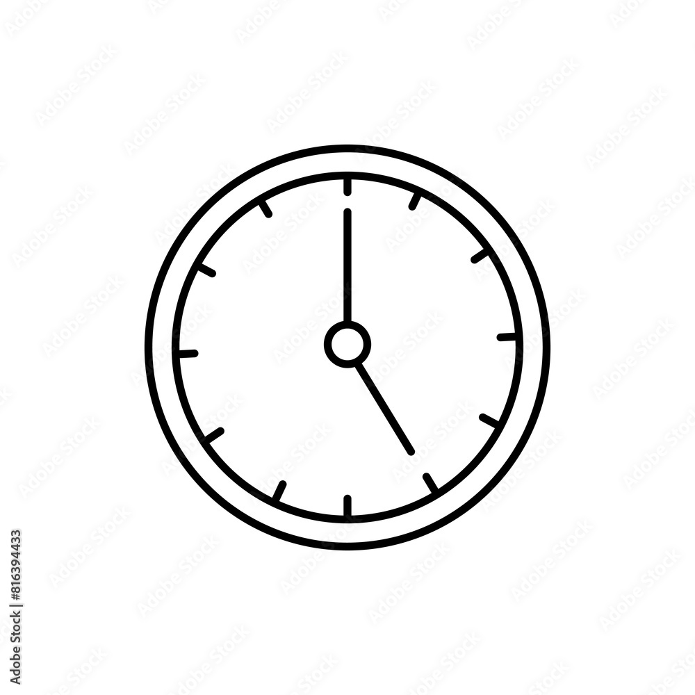 Aufkleber five o'clock line icon. clock time outline vector simple illustration on white background..eps