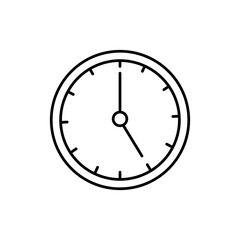 Five o'clock line icon. Clock time outline vector simple illustration on white background..eps