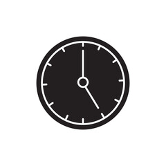 Five o'clock vector icon. Clock time simple black illustration on white background..eps