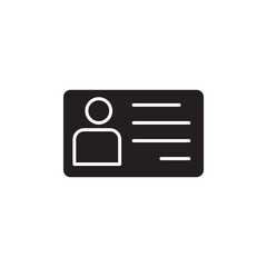 i card icon. User id badge icon.  Identification card black illustration on white background..eps