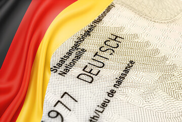 Flagge von Deutschland und deutscher Personalausweis
